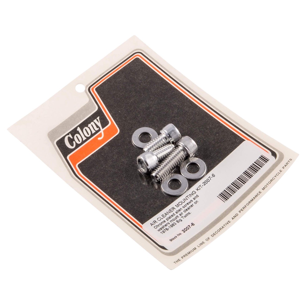 #2007-6 Air Cleaner Mounting Allen Screw Kit 1978-1983 Harley-Davidson Big Twin - Chrome Plated