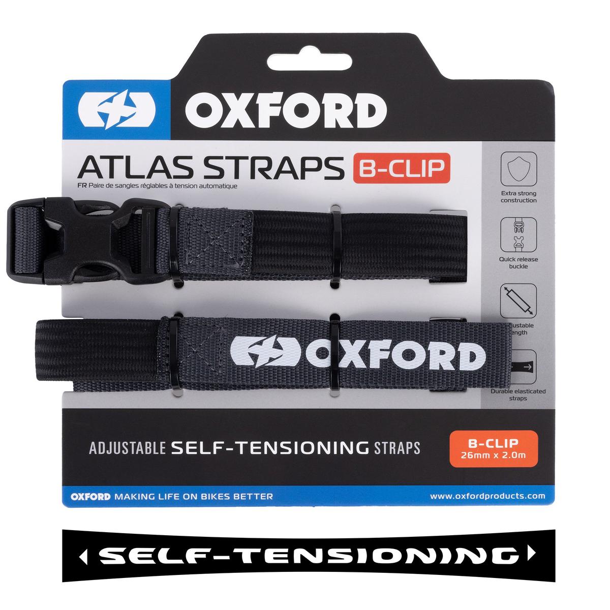 Oxford Atlas B-Clip 26mm x 20M Asphalt (Pair)